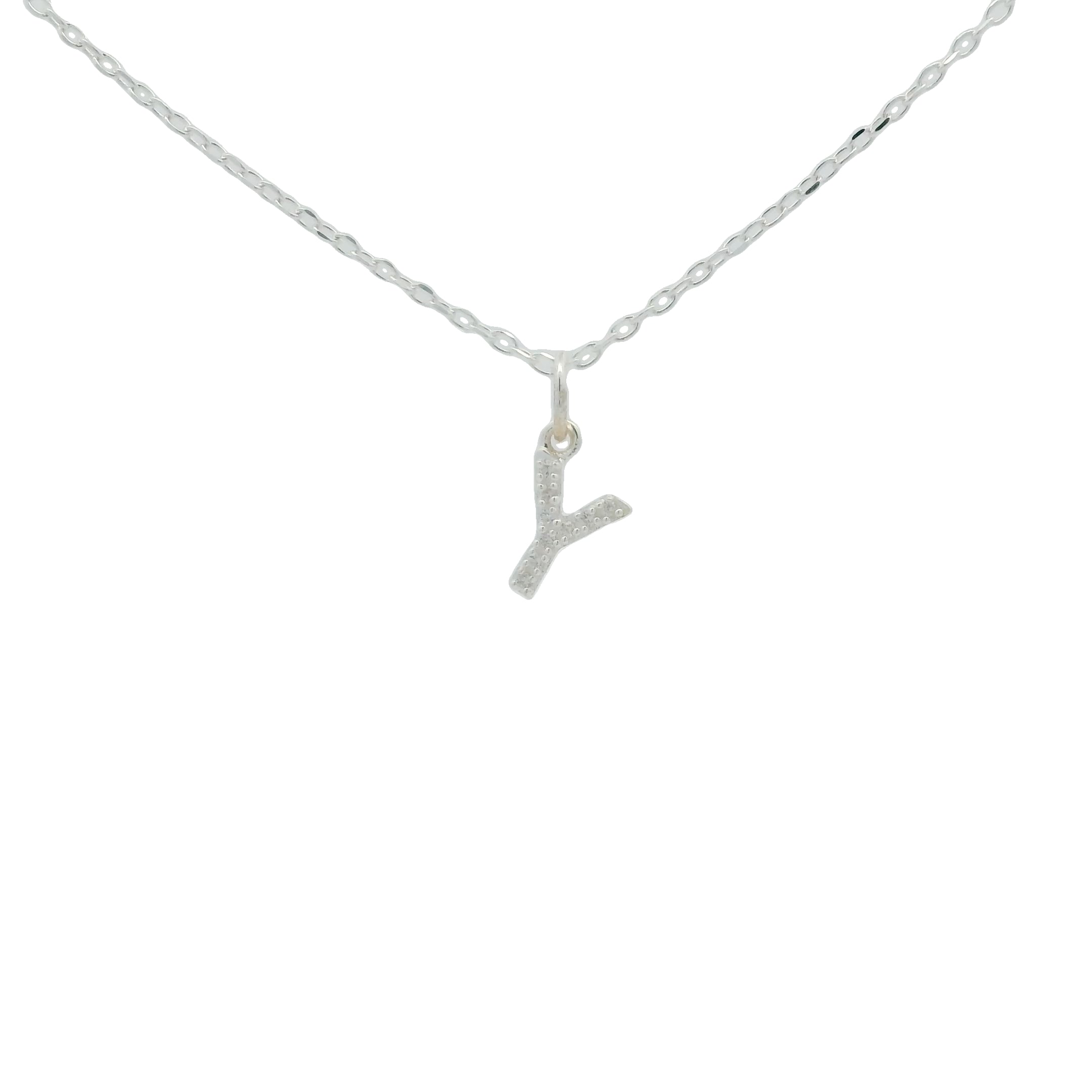 Collier en argent 925 petite lettre "Y" et zircons blancs 42 cm