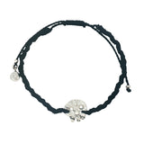 Bracelet cordon noir tête de mort argent 925