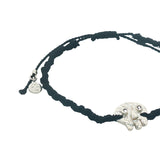 Bracelet cordon noir tête de mort argent 925