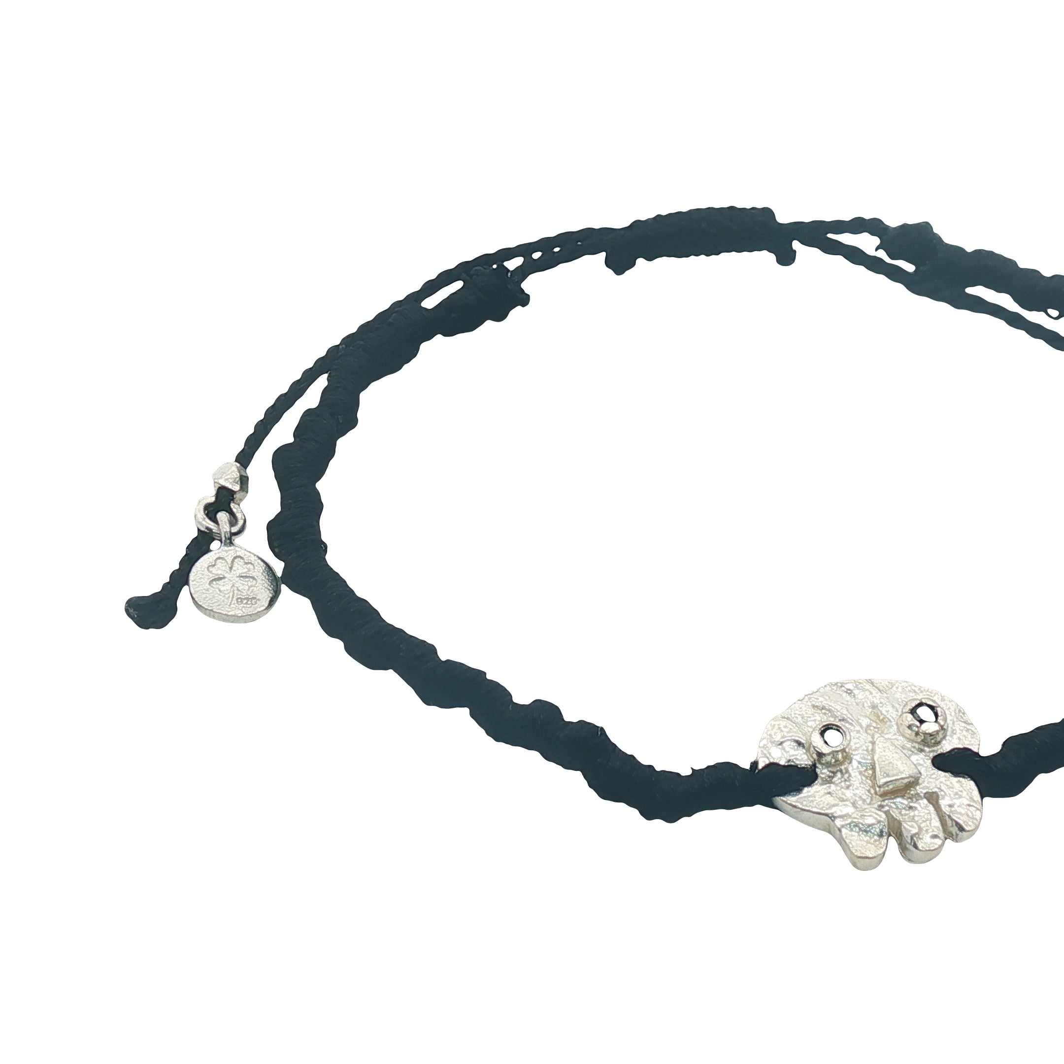 Bracelet cordon noir tête de mort argent 925