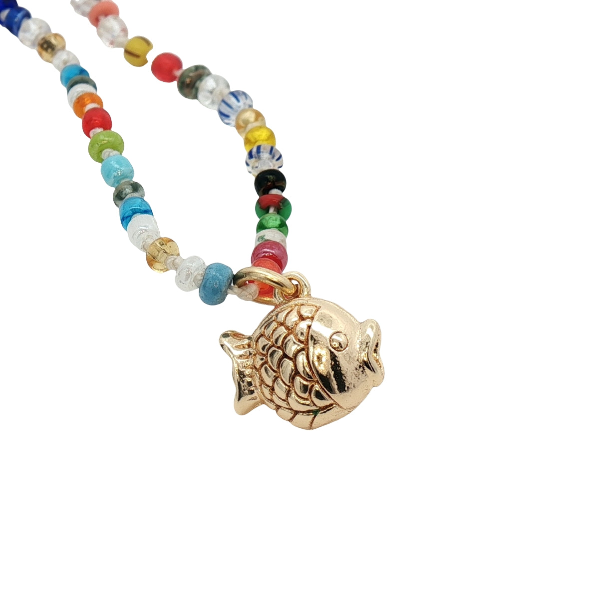 Collier doré poisson rond 38 cm