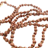 Collier perles de bois plaque mate divinité indienne 75 cm