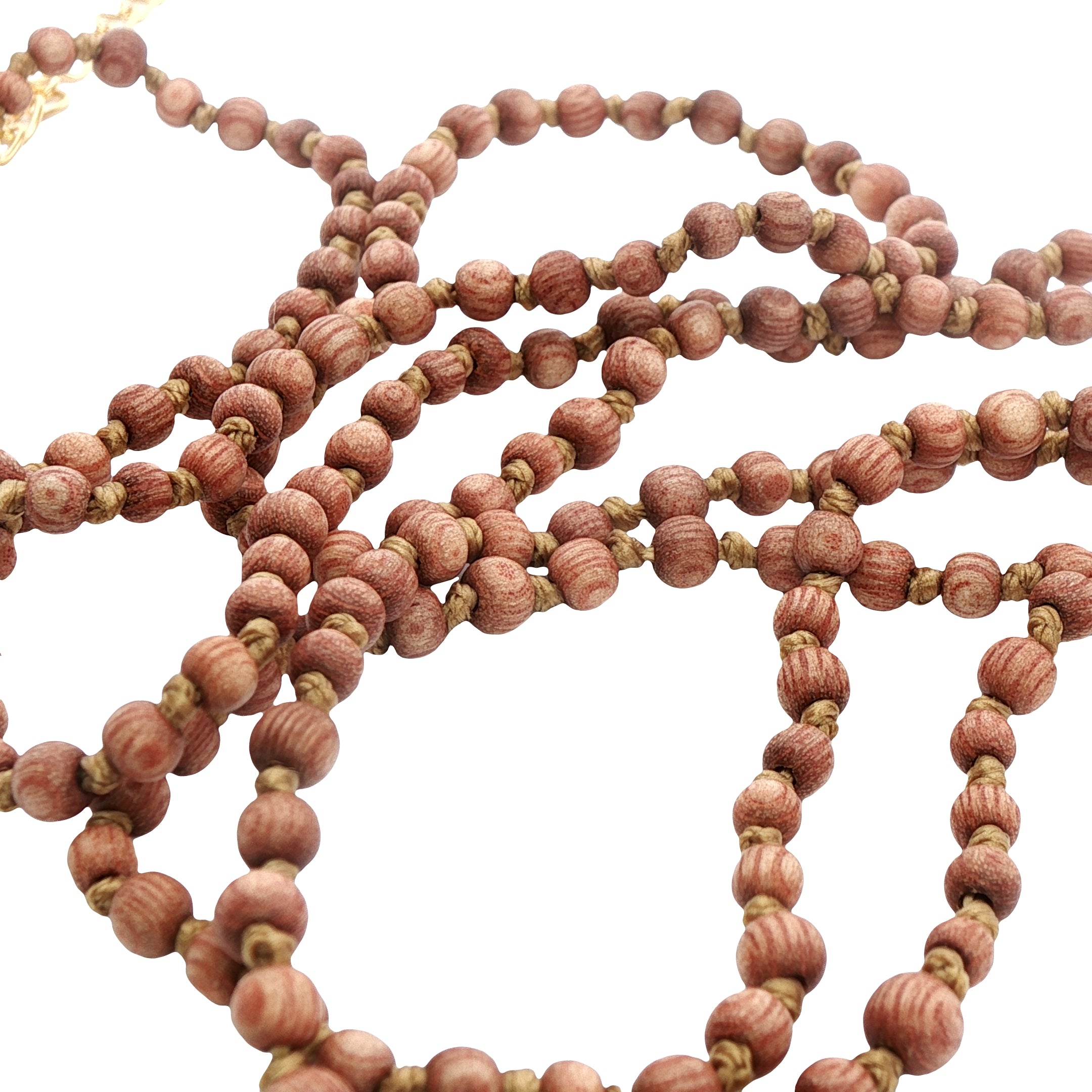 Collier perles de bois plaque mate divinité indienne 75 cm