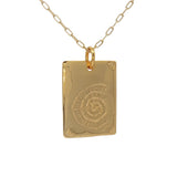 Collier doré plaque rectangulaire escargot sea sex sun 50 cm