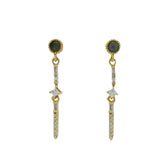 Boucles d'oreilles dorées pendantes en labradorite et zircons