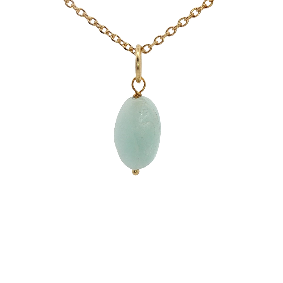 Collier doré et pierre amazonite 42cm
