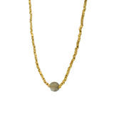 Collier perles dorées et labradorite 40 cm