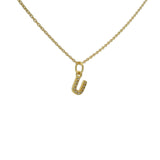Small letter zircon gold necklace