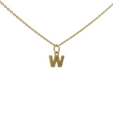 Collier doré petite lettre "W" et zircons blancs 42 cm