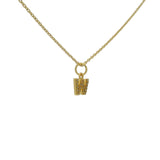 Collier doré petite lettre "W" et zircons blancs 42 cm