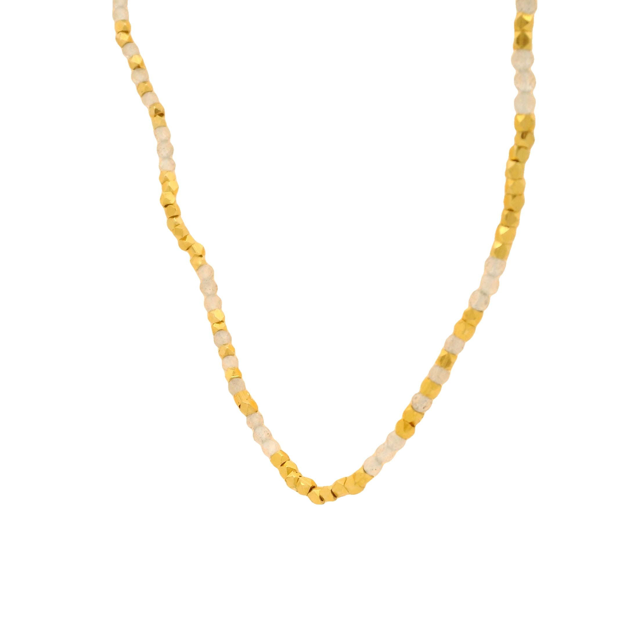 Collier doré en labradorite et perles martelées dorées 42cm