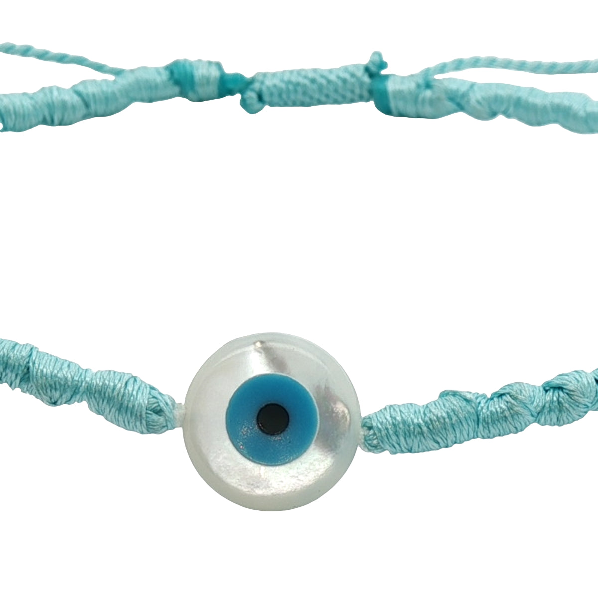 Bracelet doré cordon turquoise oeil nacre