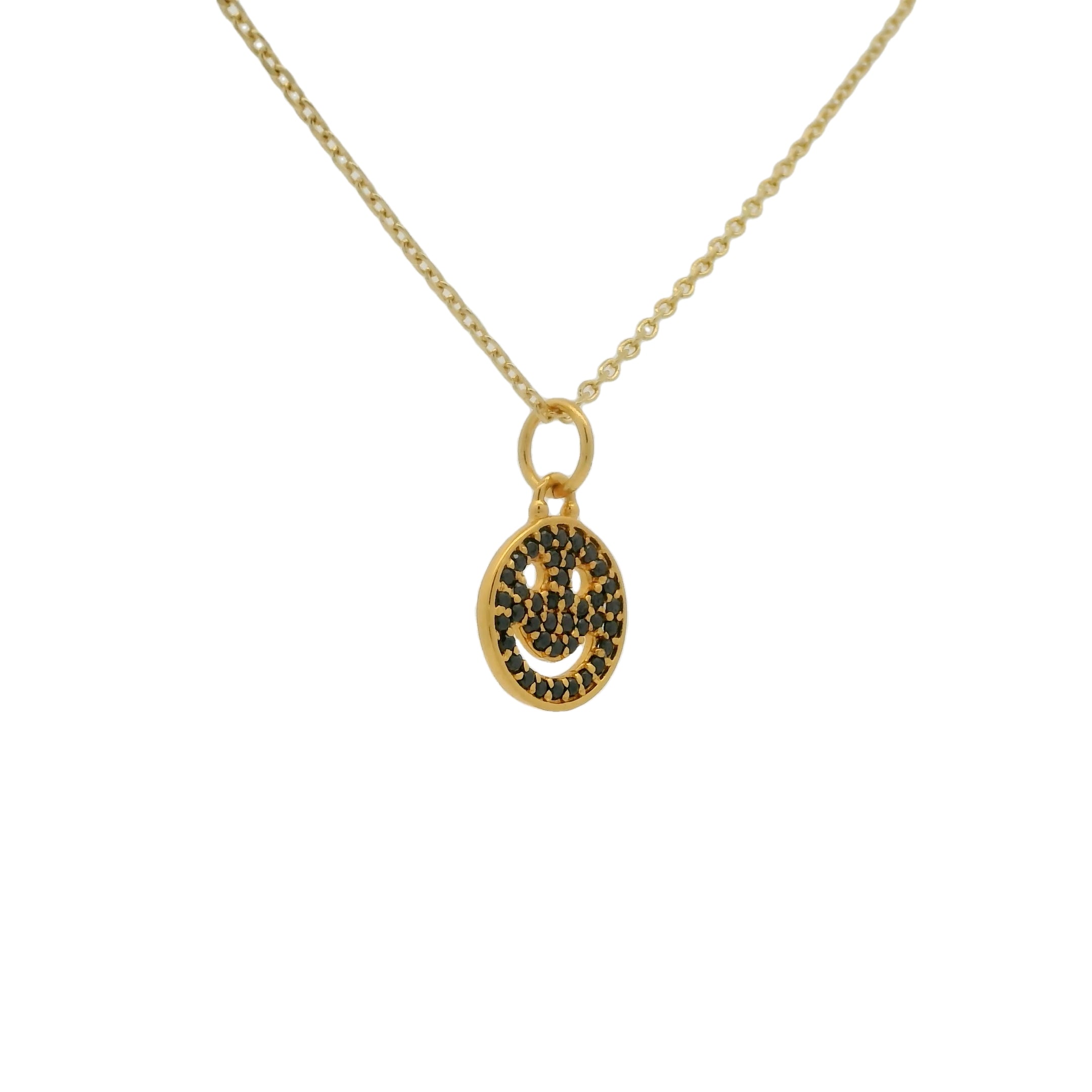 Collier doré smile zircons noirs 42 cm