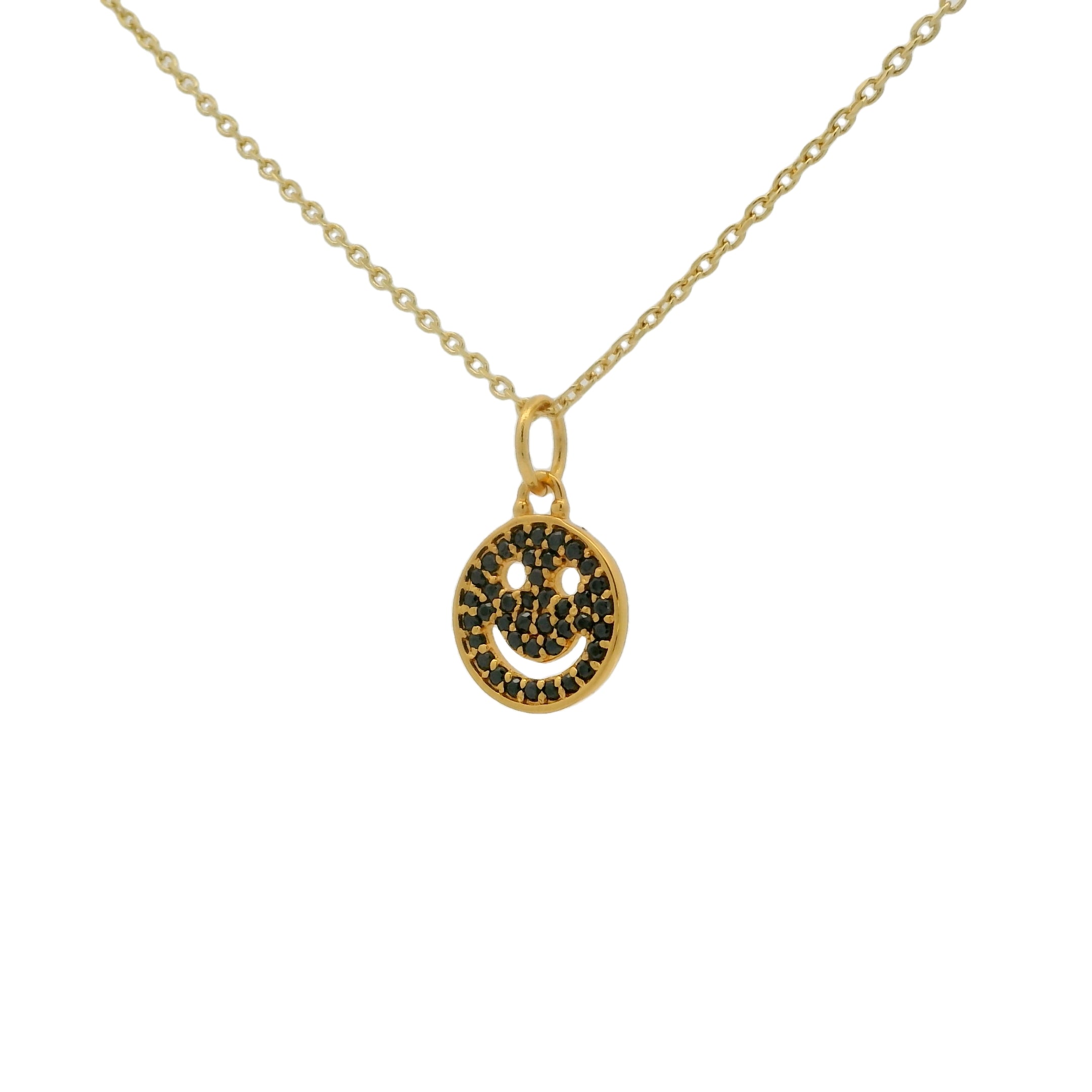 Collier doré smile zircons noirs 42 cm