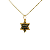 Collier doré étoile de David en zircons noirs 42 cm