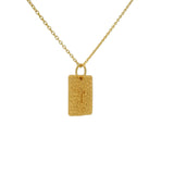 Collier doré plaque rectangulaire petite croix gravée 42 cm