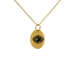 Gold necklace with eye medal and zircons