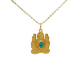 Golden necklace with seated Buddha and cabochon stone