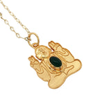 Collier doré bouddha avec onyx verte 42 cm