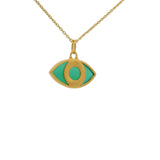 Golden necklace with oval eye in natural stone