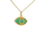 Golden necklace with oval eye in natural stone