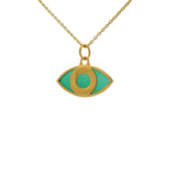 Golden necklace with oval eye in natural stone