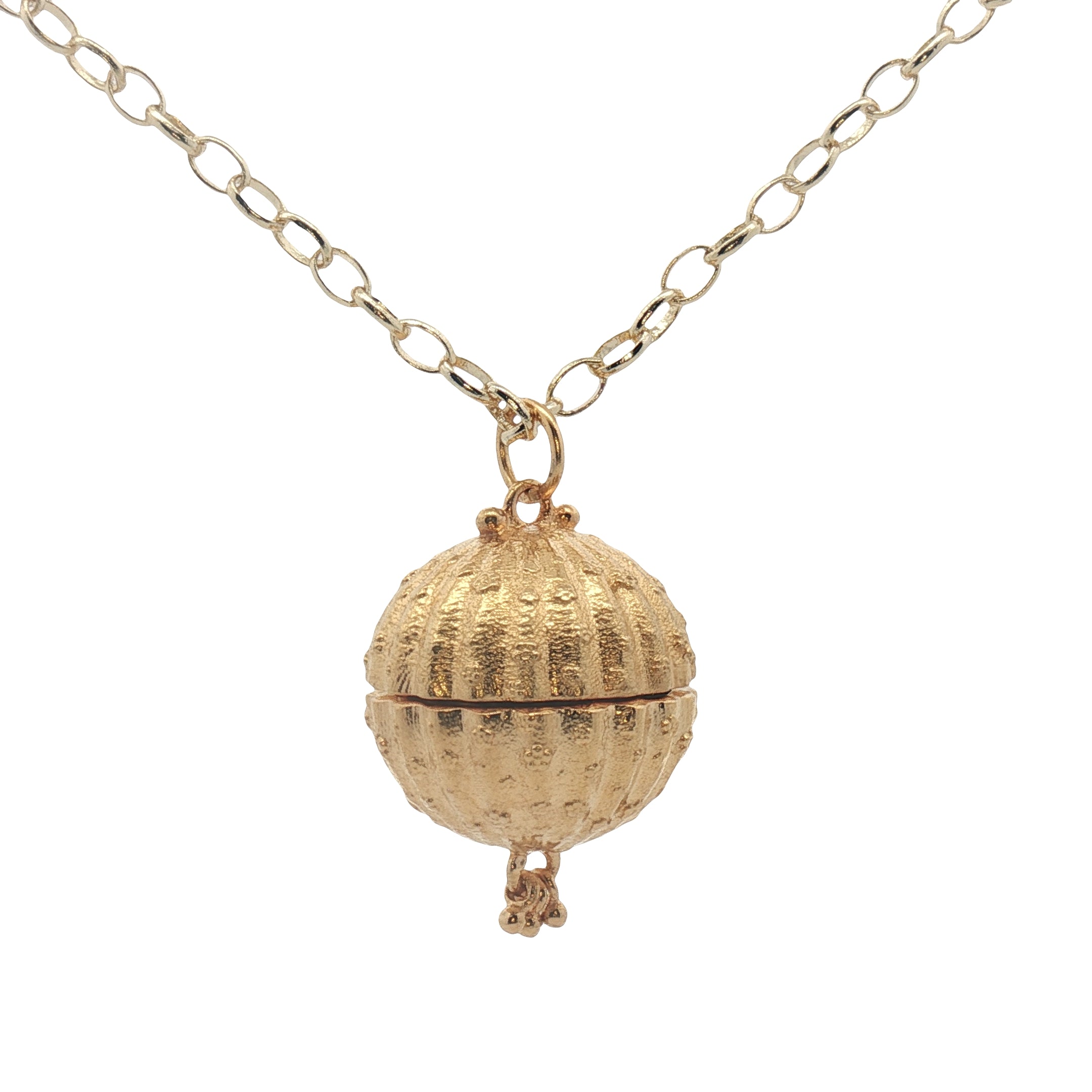 Sautoir Bola boule dorée striée 110 cm