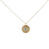 Gold necklace with eye medal and zircons