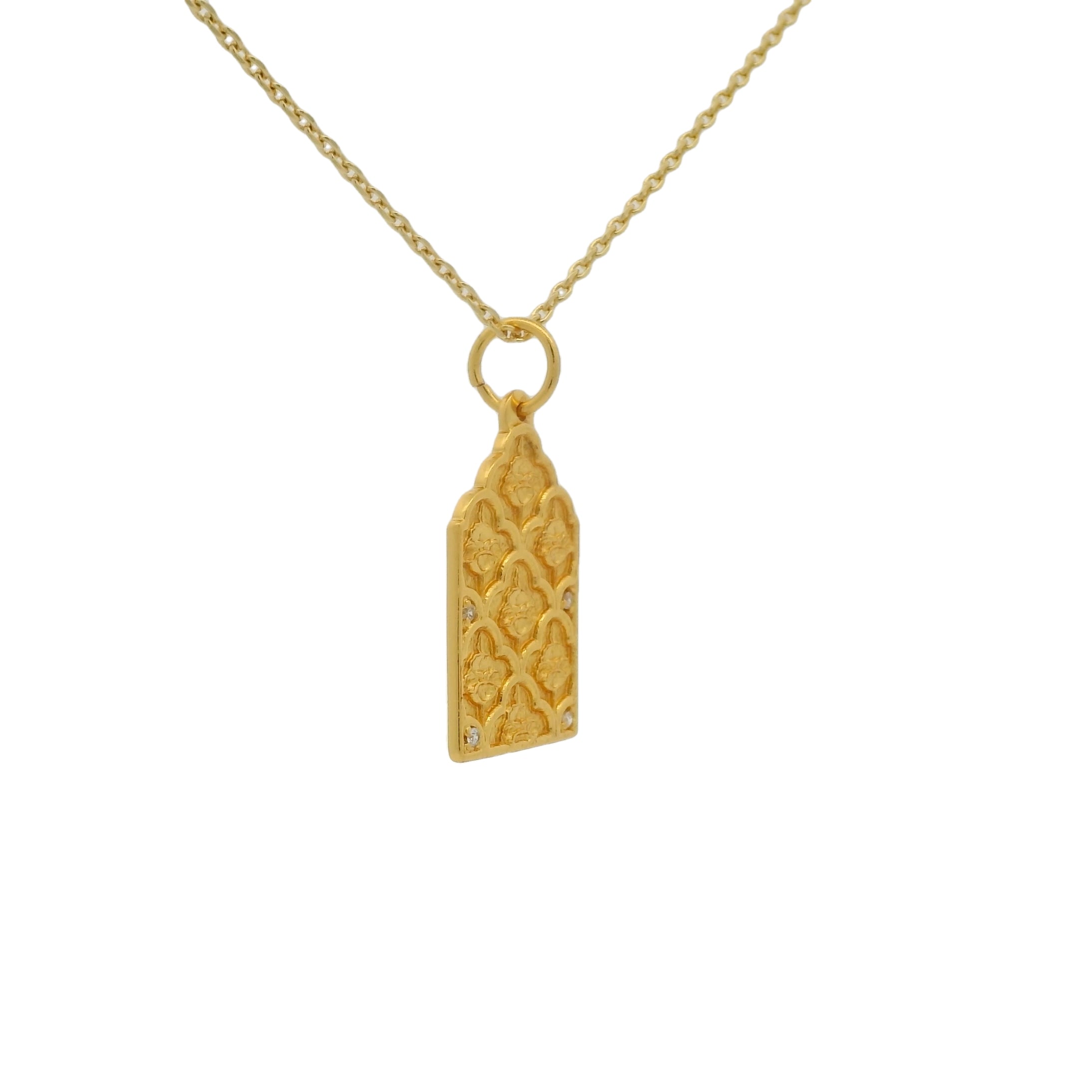 Collier doré porte du Taj Mahal zircons blancs 42 cm