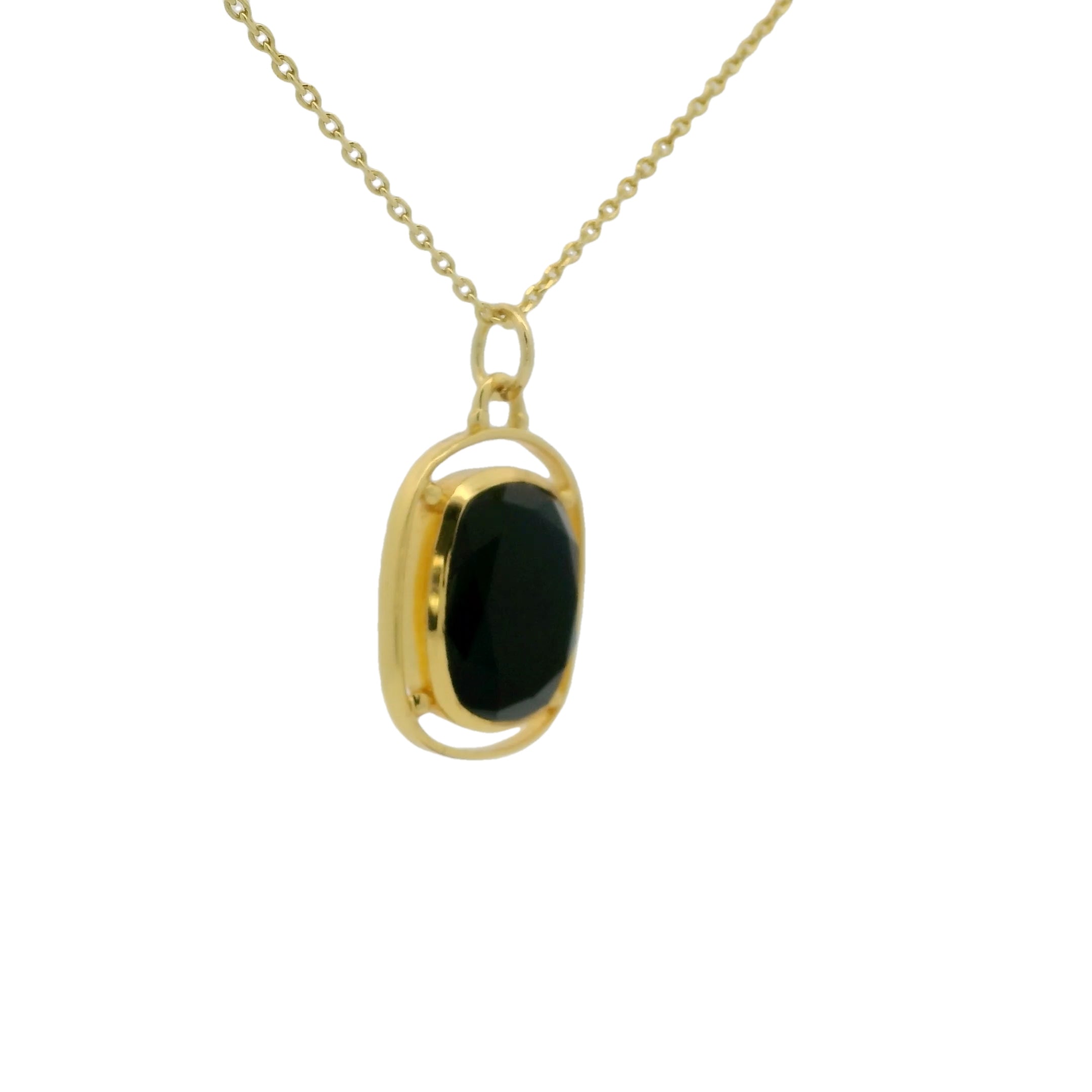 Golden natural stone necklace with its openwork outline