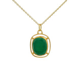 Collier doré pierre onyx verte avec son contour ajouré 42 cm