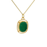 Collier doré pierre onyx verte avec son contour ajouré 42 cm