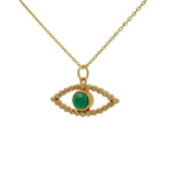 Gold necklace with openwork eye, stone and zircons