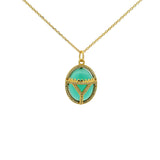 Collier scarabée onyx verte et zircons blancs 42 cm