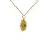 Collier doré marguerite avec onyx verte 42 cm