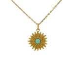 Collier doré marguerite avec onyx verte 42 cm