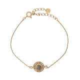 Bracelet doré médaille labradorite zircons