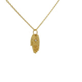 Collier doré main de Fatma ouverte et zircon 42 cm