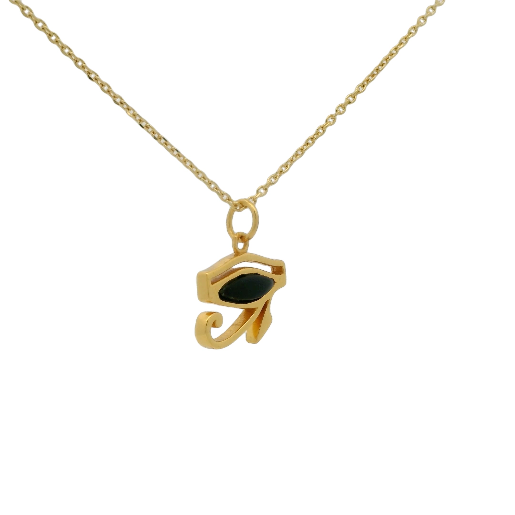 Collier doré oeil d'Horus avec onyx noire 42 cm