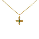 Collier petite croix onyx verte et zircons blancs 42 cm