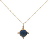 Gold necklace with cabochon stone and zircons