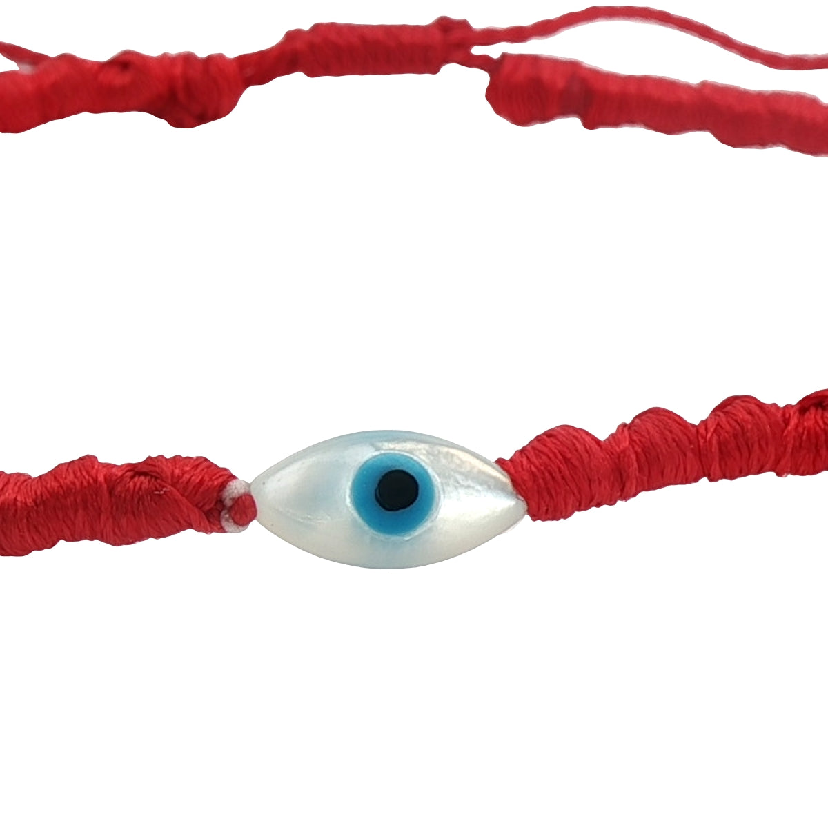 Bracelet oeil nacre cordon rouge