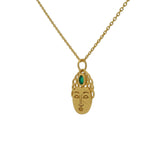 Collier doré tête de bouddha avec onyx verte 42 cm