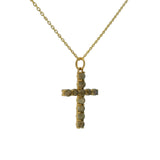 Collier doré croix avec labradorite 42 cm
