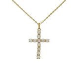 Collier doré croix en pierre de lune 42 cm