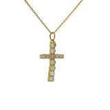 Collier doré croix en pierre de lune 42 cm