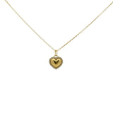 Gold necklace with domed heart and zircons