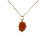 Gold necklace with oval stone and zircons