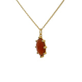 Gold necklace with oval stone and zircons