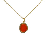 Gold necklace with red onyx and white zircons